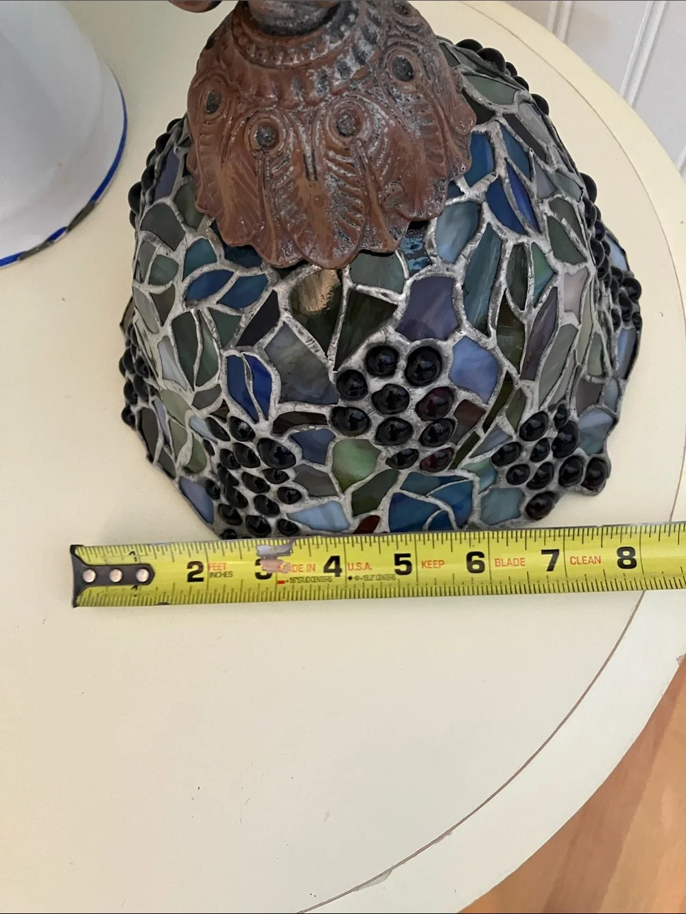 Vintage Quoizel Tiffany Style Stained Glass Pendant Hanging Ceiling Lamp